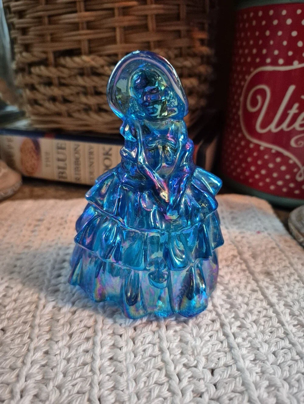 Vintage Blue Carnival Glass ‘Southern Belle’ by Wheaton Glass Figure 5